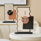wozoom Geometric Desk Clock Silent Acrylic Table Clocks For Bedroom Living Room Decor, Style: Digital Cream Orange