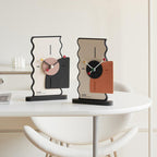 wozoom Geometric Desk Clock Silent Acrylic Table Clocks For Bedroom Living Room Decor, Style: Digital Cream Orange