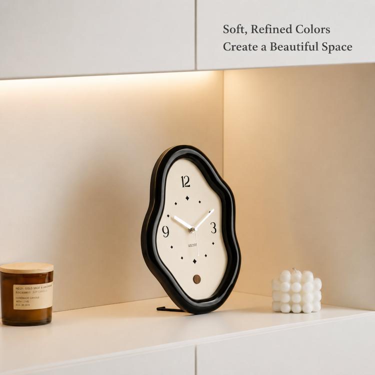 wozoom Modern Irregular Desk Clock Silent Table Clocks For Living Room Decor(White)