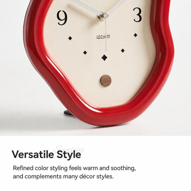 wozoom Modern Irregular Desk Clock Silent Table Clocks For Living Room Decor(White)