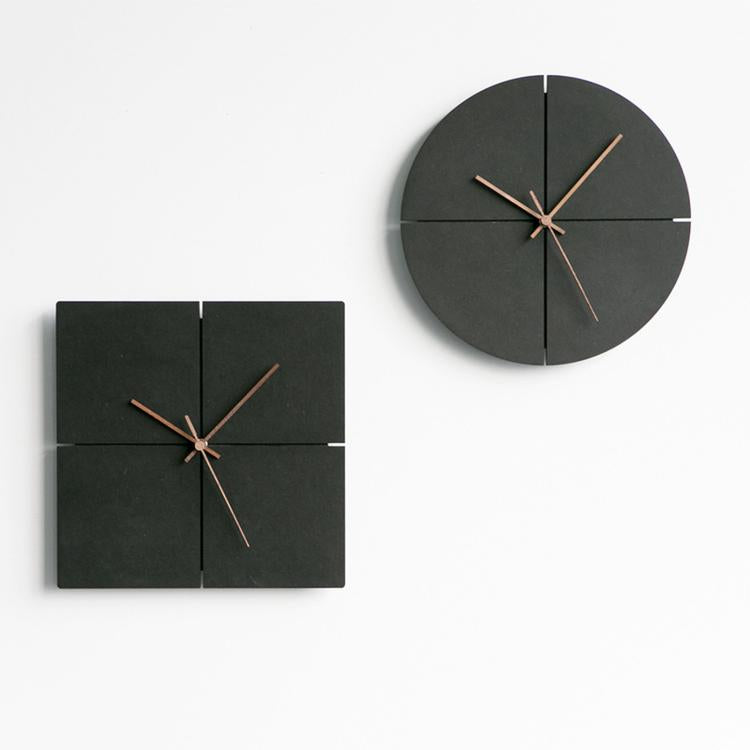 wozoom Silent Modern Wood Pointer Decorative Wall Clock(Black A)