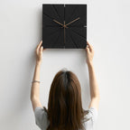 wozoom Silent Modern Wood Pointer Decorative Wall Clock(Black A)