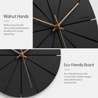 wozoom Silent Modern Wood Pointer Decorative Wall Clock(Black A)