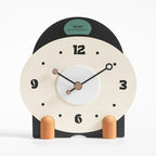 wozoom Silent Wooden Table Clock Modern Small Mantel Clock(Orange Green)