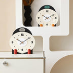 wozoom Silent Wooden Table Clock Modern Small Mantel Clock(Orange Green)