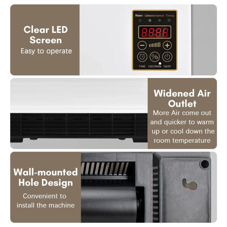 Wall Mounted Air Conditioner Fan Household Cooling & Heating Fan Electric Heater UK Plug