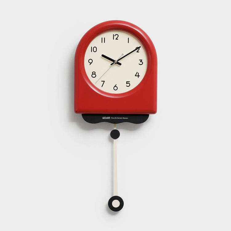 wozoom Modern Pendulum Wall Clock Silent Decorative Cream Style Clocks For Living Room, Spec: Medium With Second Hand Red