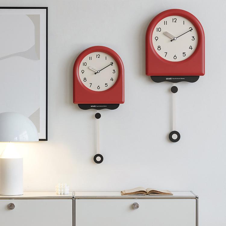 wozoom Modern Pendulum Wall Clock Silent Decorative Cream Style Clocks For Living Room, Spec: Medium With Second Hand Red