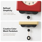 wozoom Modern Pendulum Wall Clock Silent Decorative Cream Style Clocks For Living Room, Spec: Medium With Second Hand Red