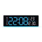 Digital LED Alarm Clock with Large Display Minimalist Rectangular Wall or Desk Clock(Black Blue)