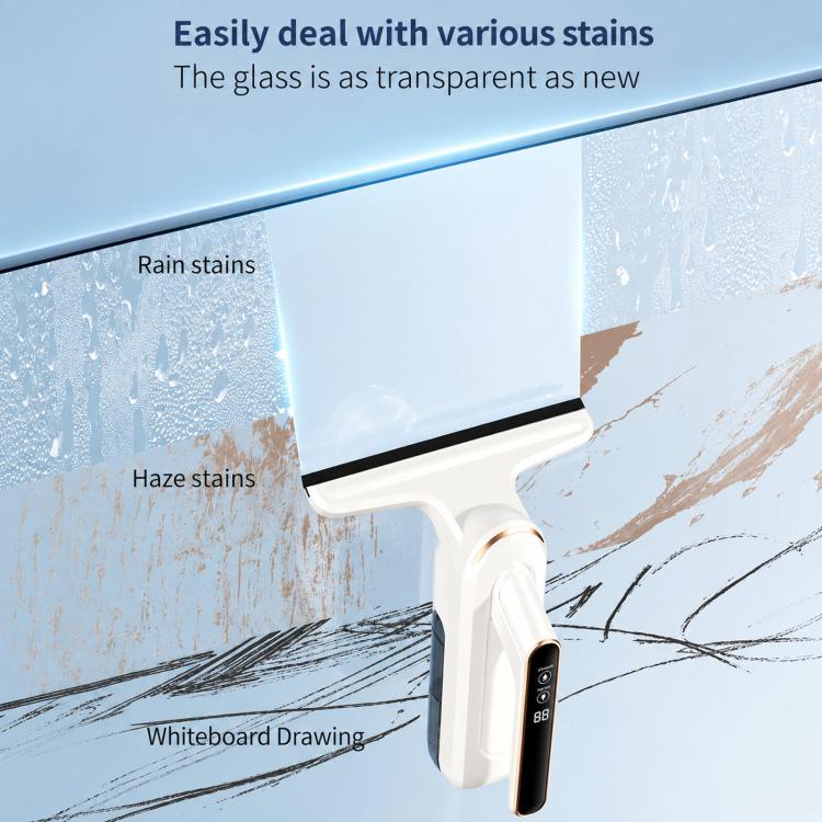 Cordless Electric Window Cleaner With Spray Function, Rechargeable Glass Squeegee Vacuum(White Gold)