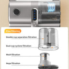 Cordless Mattress Vacuum Cleaner Bed Mite Remover with UV Light & High Frequency Beating(Silver)