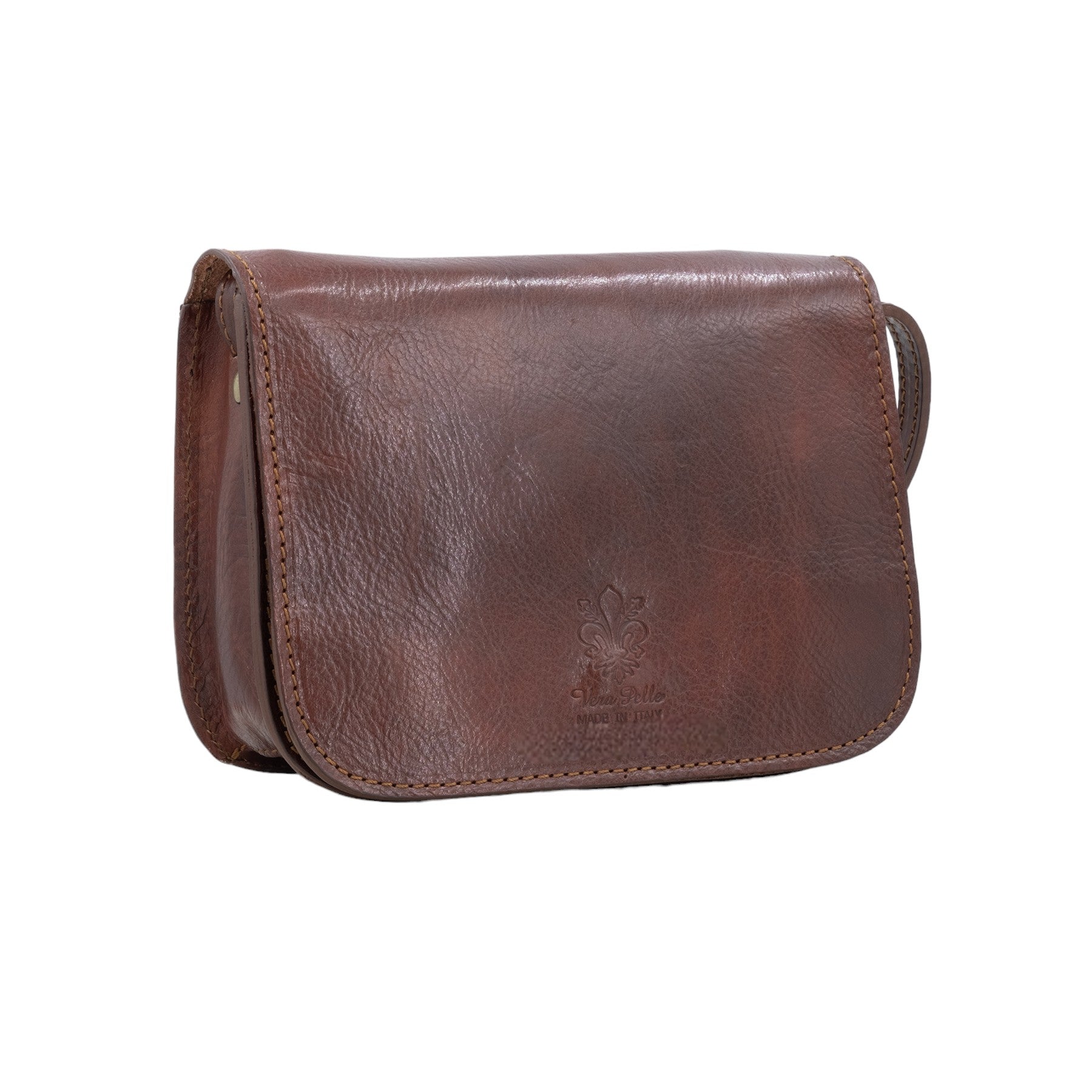 Italian Designer Tamponato Leather Rectangular Crossbody Small Brown Secondary image