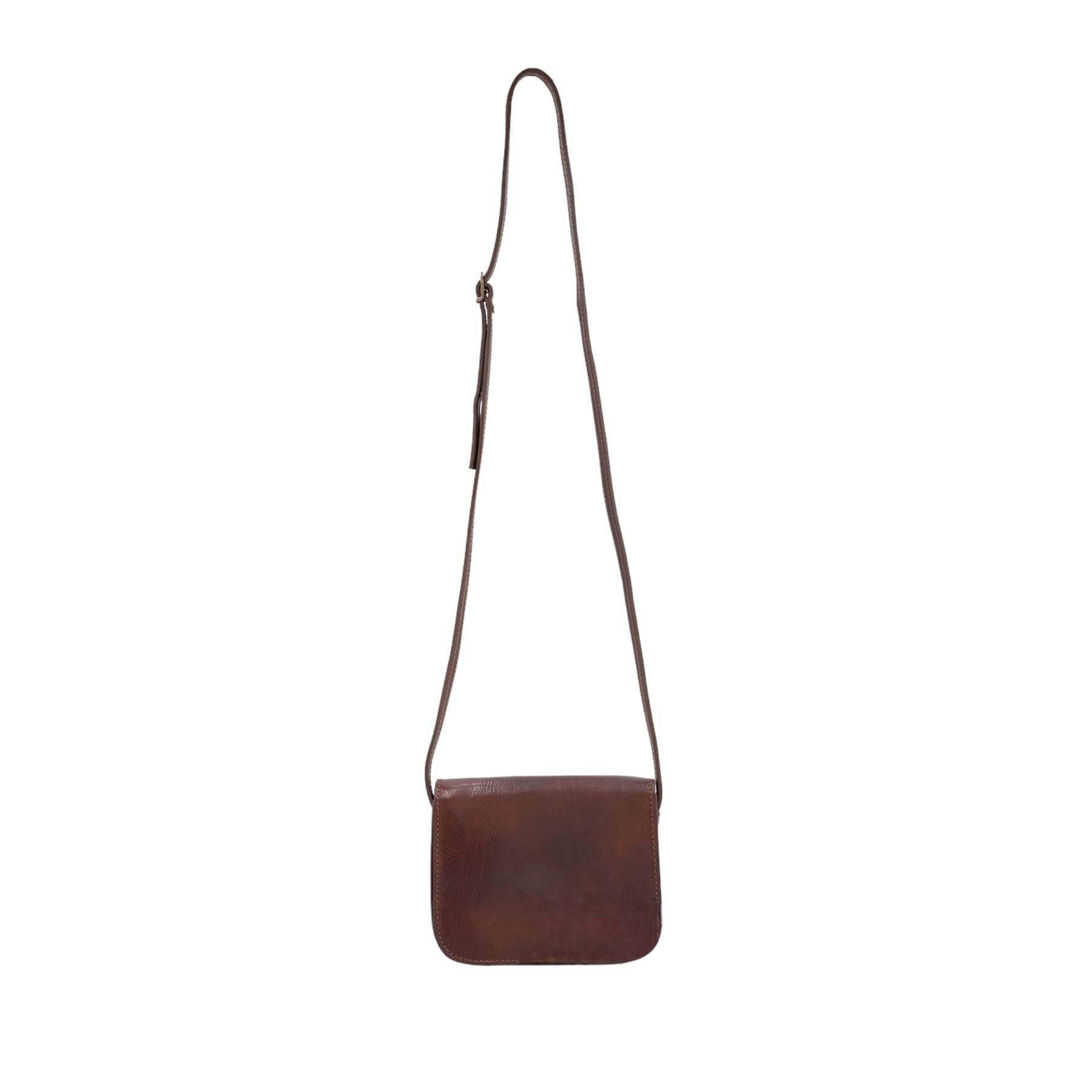 Italian Designer Tamponato Leather Rectangular Crossbody Small Brown Main image