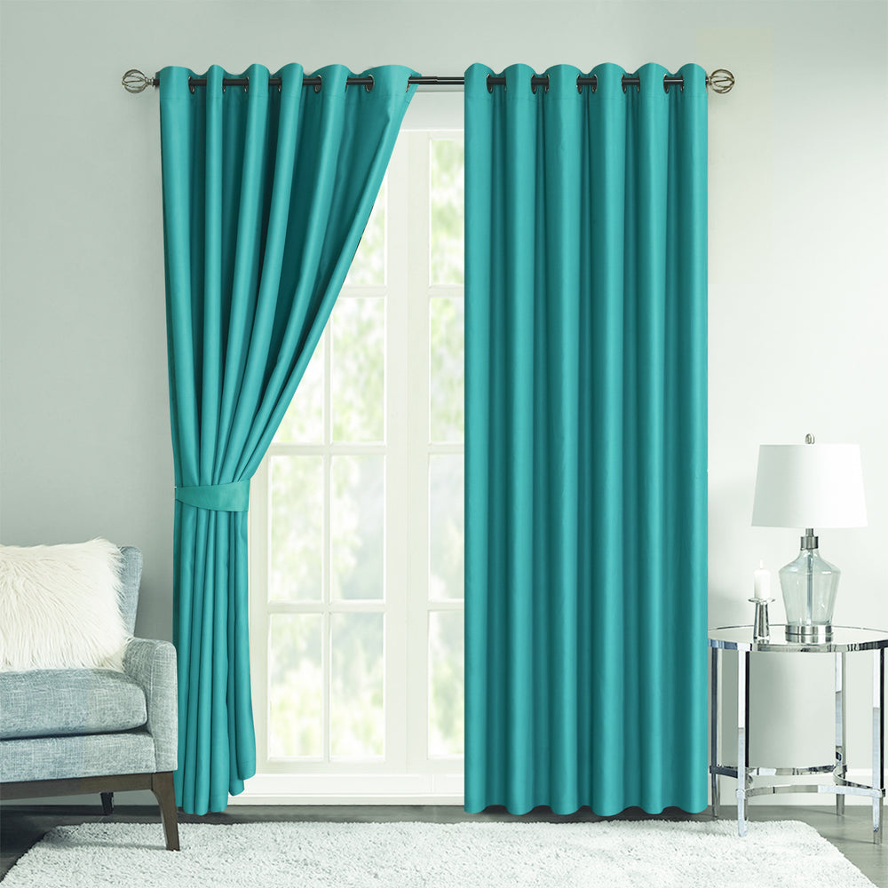 THERMAL BLACKOUT WINDOW CURTAINS EYELET RING TOP WITH TIE BACKS BLOCKS SUNLIGHT