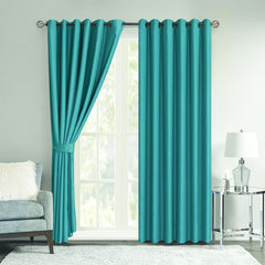 THERMAL BLACKOUT WINDOW CURTAINS EYELET RING TOP WITH TIE BACKS BLOCKS SUNLIGHT