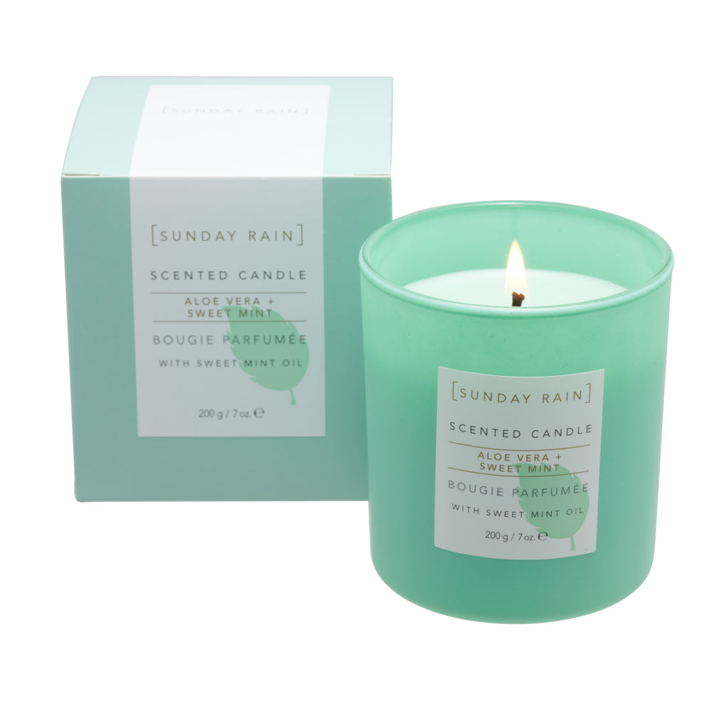 Sunday Rain Aloe Vera & Sweet Mint Soy Candle, with Aromatherapy Oils, Up to 40 Hours Burn Time, Refreshing & Calming Fragrance, 265g Secondary image