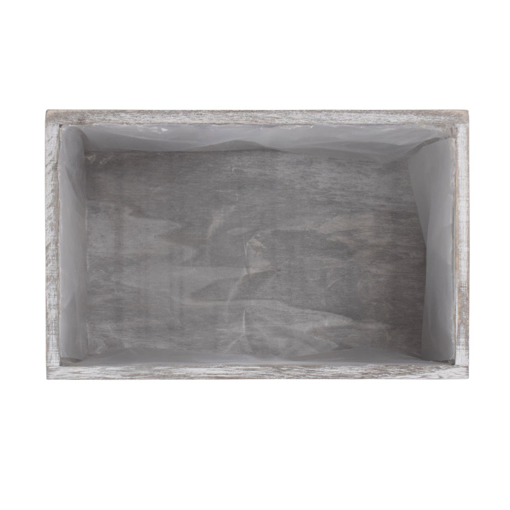 Vintage White Wash Effect Wooden Planter With Plastic Lining Secondary image