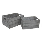 Red Hamper Vintage Effect Heart Cut Handle Wooden Storage Crate