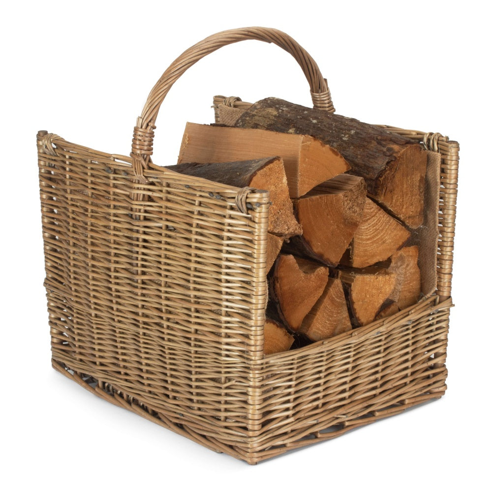 Antique Wash Open End Wicker Basket