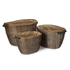 Oval Hessian Lined Wicker Log Basket