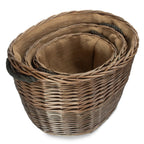 Oval Hessian Lined Wicker Log Basket