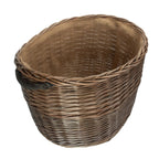 Oval Hessian Lined Wicker Log Basket