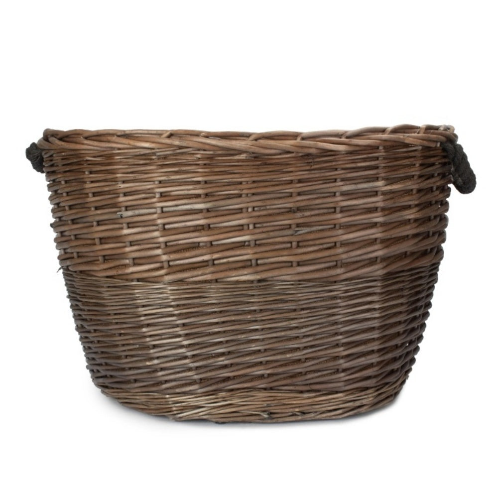 Oval Hessian Lined Wicker Log Basket