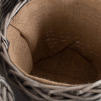 Round Antique Wash Finish Wicker Lined Wicker Log Basket