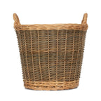 Red Hamper Medium Unpeeled Hessian Lined Wicker Log Basket