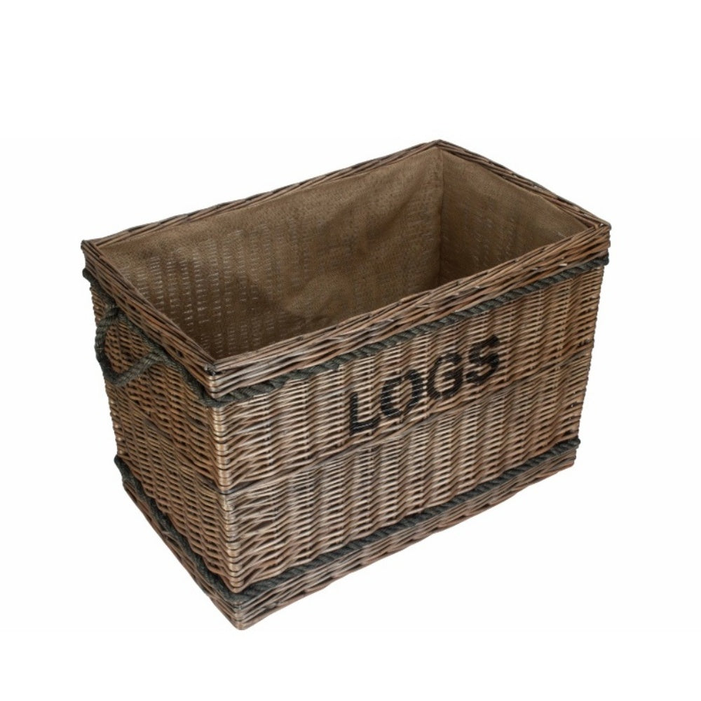 Large Wicker Rope Handle Log Basket Secondary image