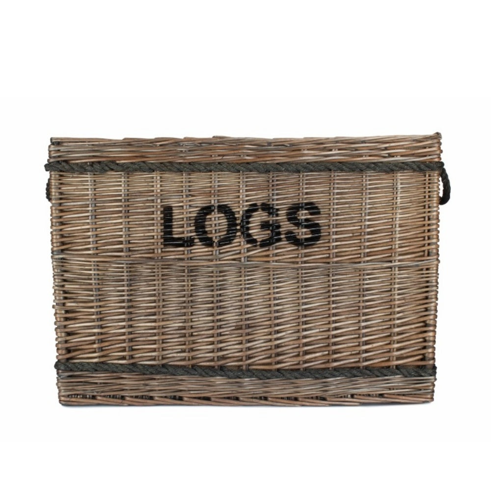 Large Wicker Rope Handle Log Basket