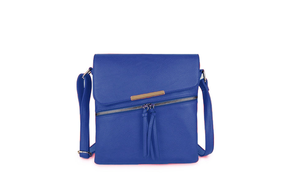 Designer Cross Body Bag With Flap 'n' Tassel - Royal Blue Secondary image