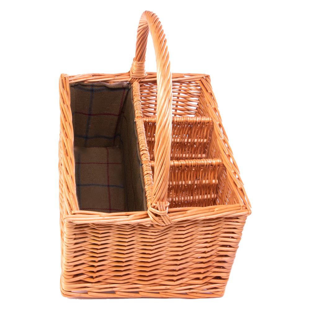 3 Bottle with Green Lining Picnic Basket Main image