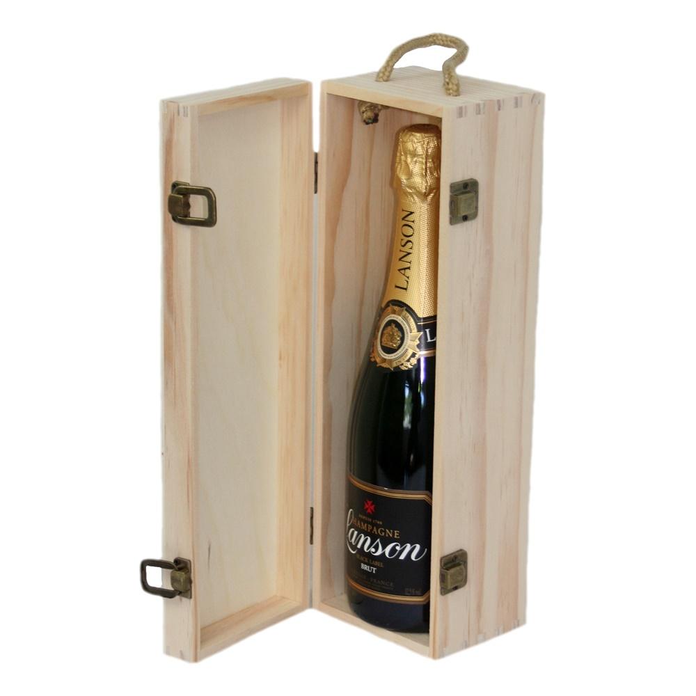 Red Hamper 35cm Single Bottle Wooden Box Main image