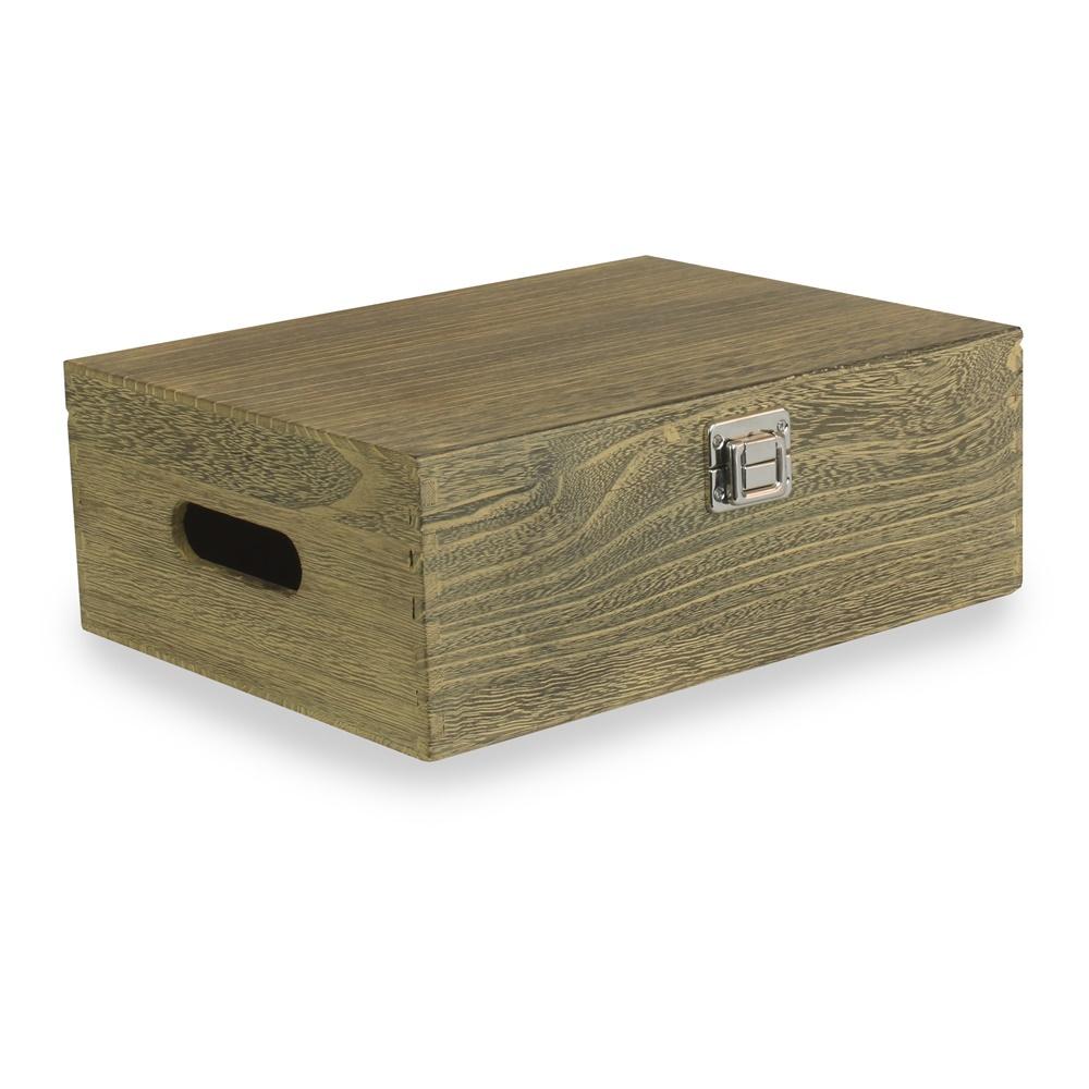Red Hamper 30cm Oak Effect Wooden Box Main image