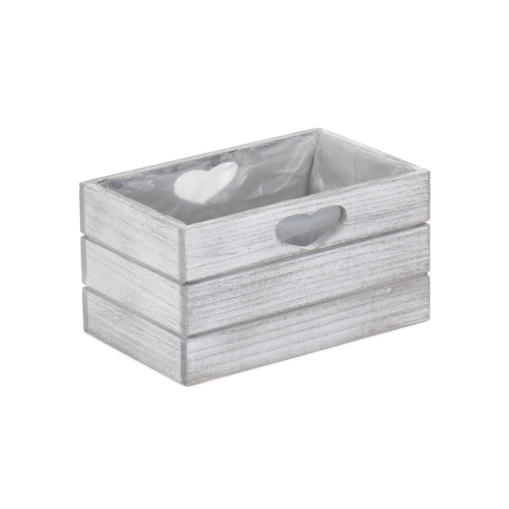 Vintage White Wash Effect Wooden Planter With Plastic Lining Main image