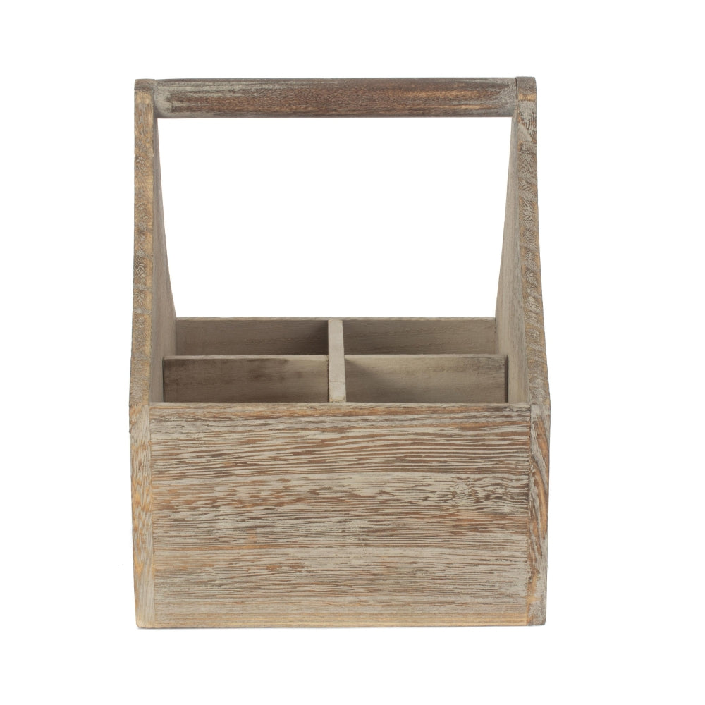 Oak Effect Wooden Square 4 Section Cutlery Holder Secondary image