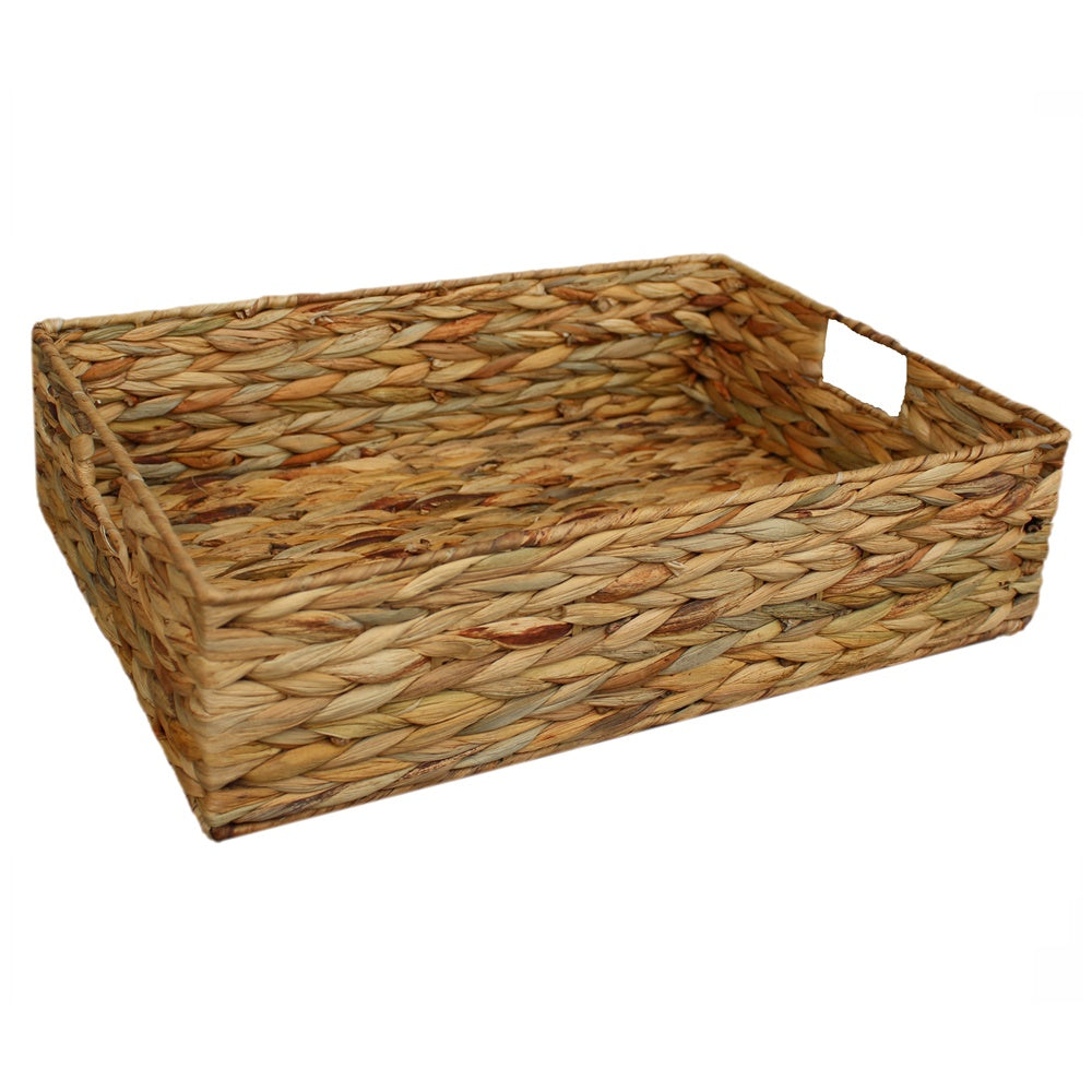 Red Hamper Water Hyacinth Shallow Rectangular Storage Basket
