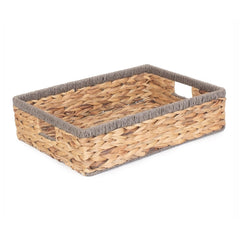 Red Hamper Grey Rope Border Rectangular Water Hyacinth Tray
