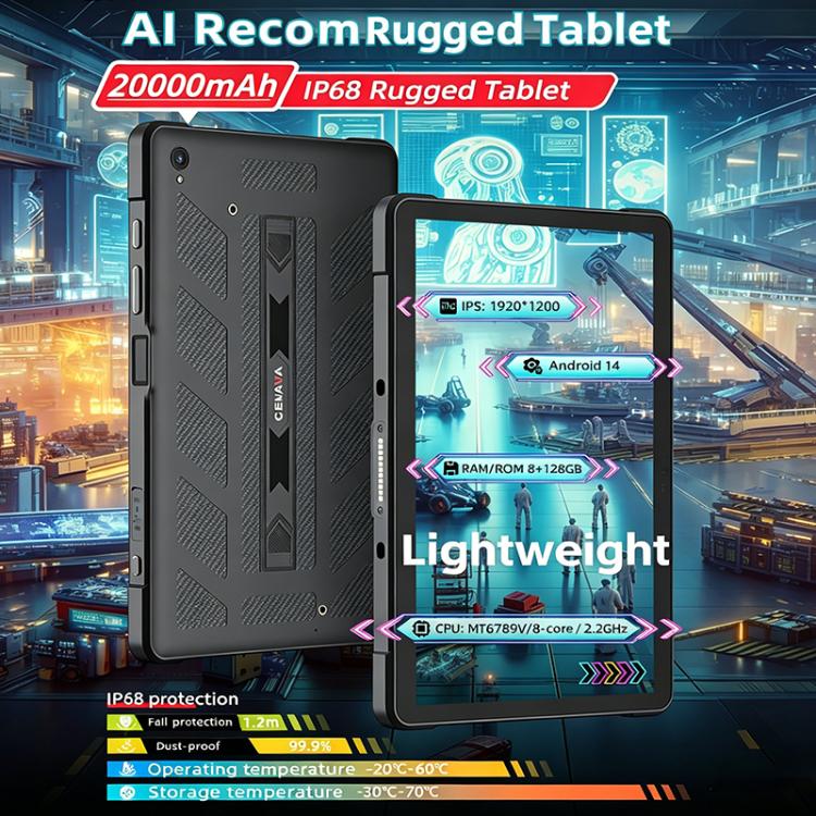 CENAVA A109TB IP68 Rugged Tablet PC, 8GB+128GB, 10.95 inch Android 14 MT6789V Octa Core, 4G Network, US Plug