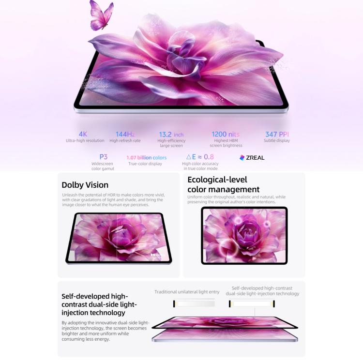 vivo Pad6 Pro 13.2 inch Tablet PC, 12GB+256GB, OriginOS 6 Snapdragon 8 Elite Gen5 Octa Core (Purple)