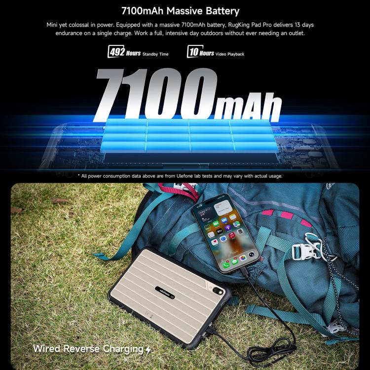 [HK Warehouse] Ulefone Rugking Pad Pro Rugged Tablet PC, 8GB+128GB, 8.68 inch Android 16 Unisoc T7250 Octa Core 4G Network, EU Plug (Black)