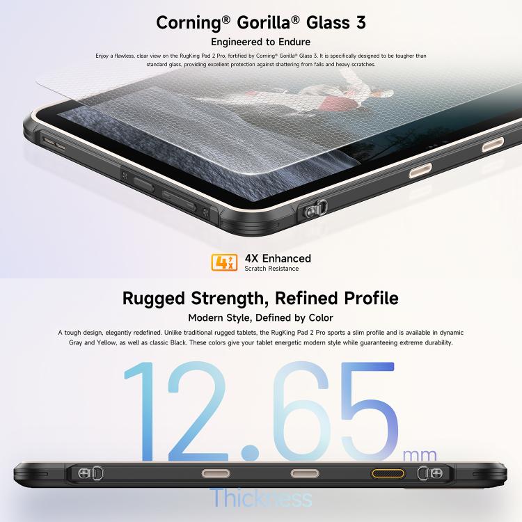 [HK Warehouse] Ulefone Rugking Pad 2 Pro Rugged Tablet PC, 8GB+128GB, 10.1 inch Android 16 Unisoc T7250 Octa Core 4G Network, EU Plug (Black)