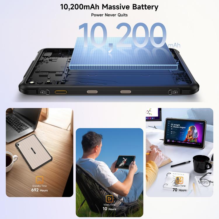 [HK Warehouse] Ulefone Rugking Pad 2 Pro Rugged Tablet PC, 8GB+128GB, 10.1 inch Android 16 Unisoc T7250 Octa Core 4G Network, EU Plug (Black)