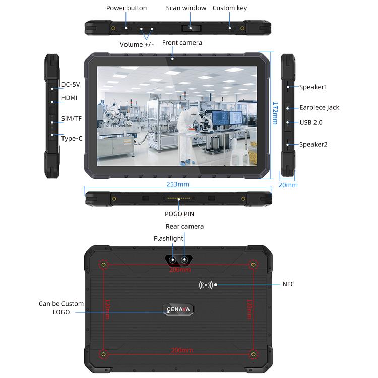 CENAVA A18ST IP68 Rugged Tablet PC, 8GB+128GB, 10.1 inch Android 13 OS MT8781 Octa Core, 4G Network, UK Plug