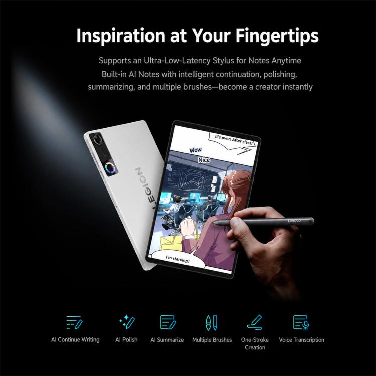 Lenovo LEGION Y700 Gen5 2026 Football Limited Ed. 8.8 inch AI Gaming WIFI Tablet, 16GB+512GB, Android 16, Qualcomm Snapdragon 8 Elite Gen5, US Plug(Green)