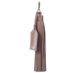 antique rose leather warrior tassel keyring with clear luggage tag