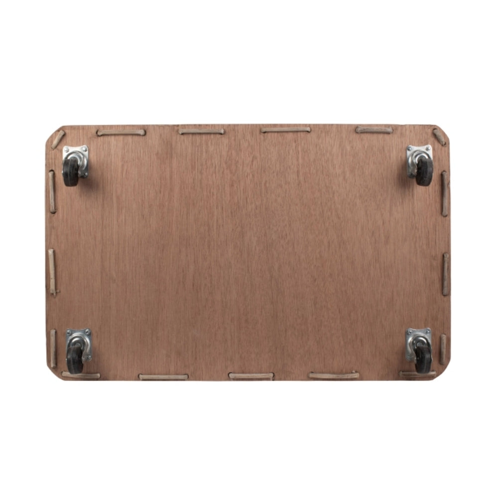 Wheeled Rattan Hessian Lined Log Basket