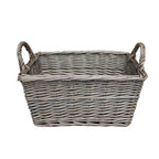 Red Hamper Wicker Antique Wash Finish Handled Unlined Storage Basket